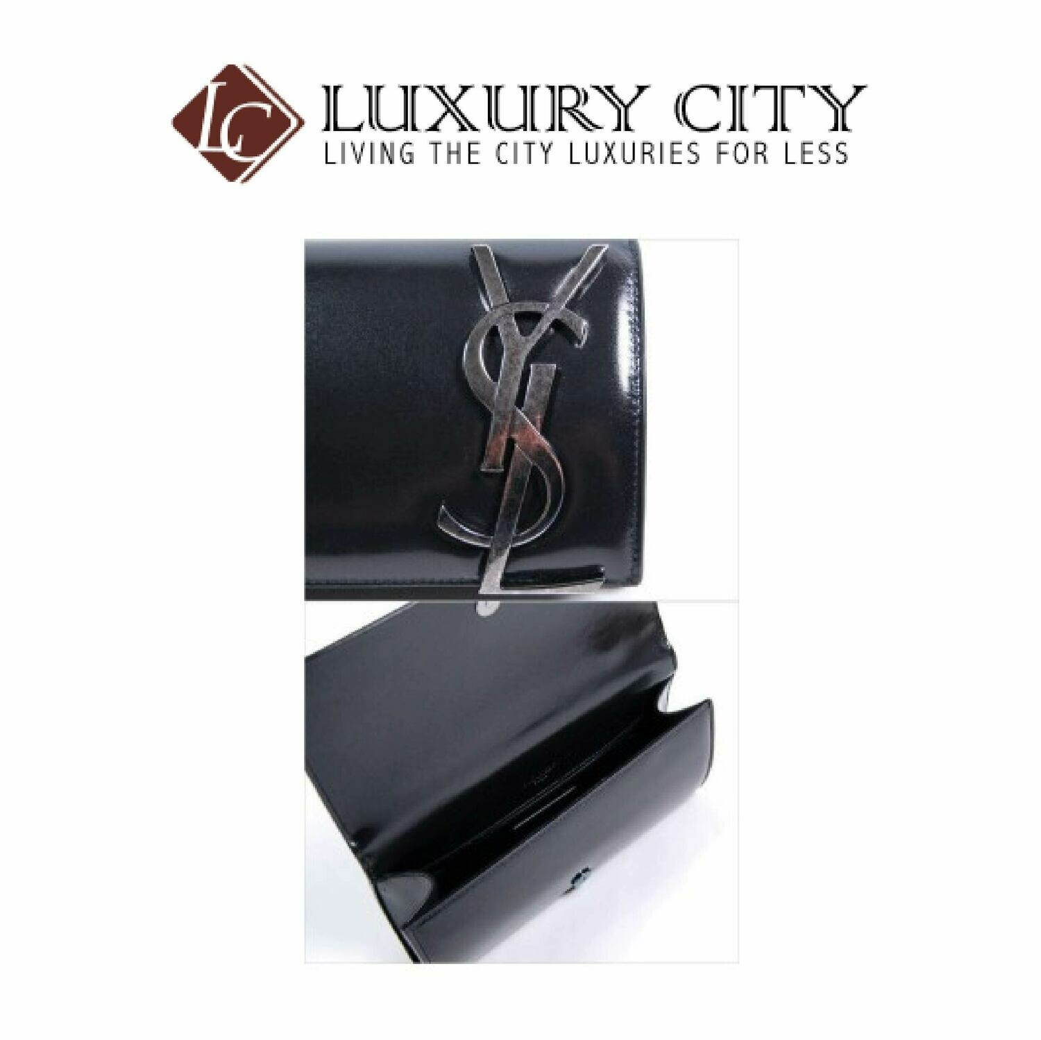 [Luxury City] Saint Laurent Clutch Bag Smoking Clutch YSL Logo Metal Plate Black YSL- 481787