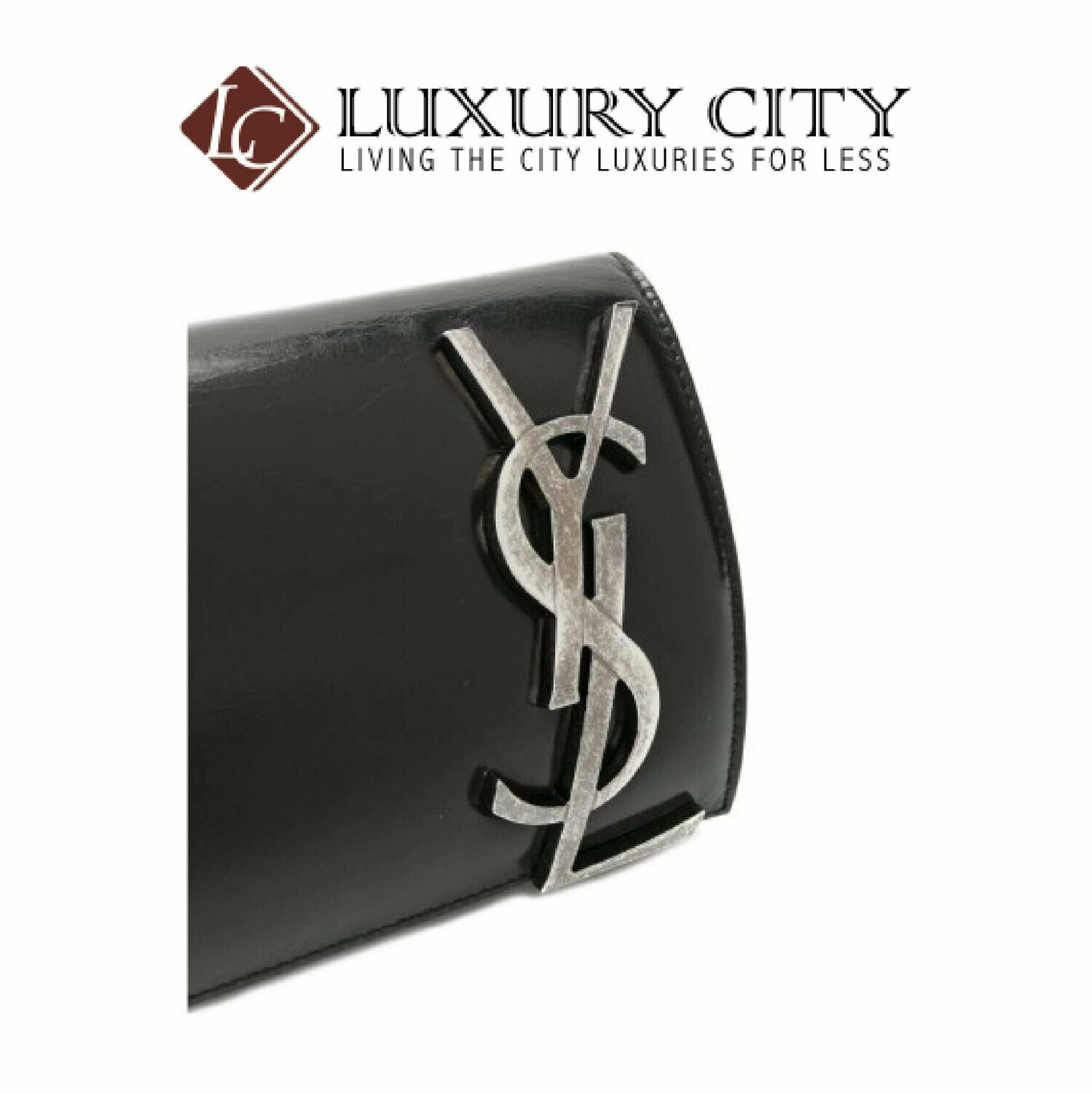 [Luxury City] Saint Laurent Clutch Bag Smoking Clutch YSL Logo Metal Plate Black YSL- 481787