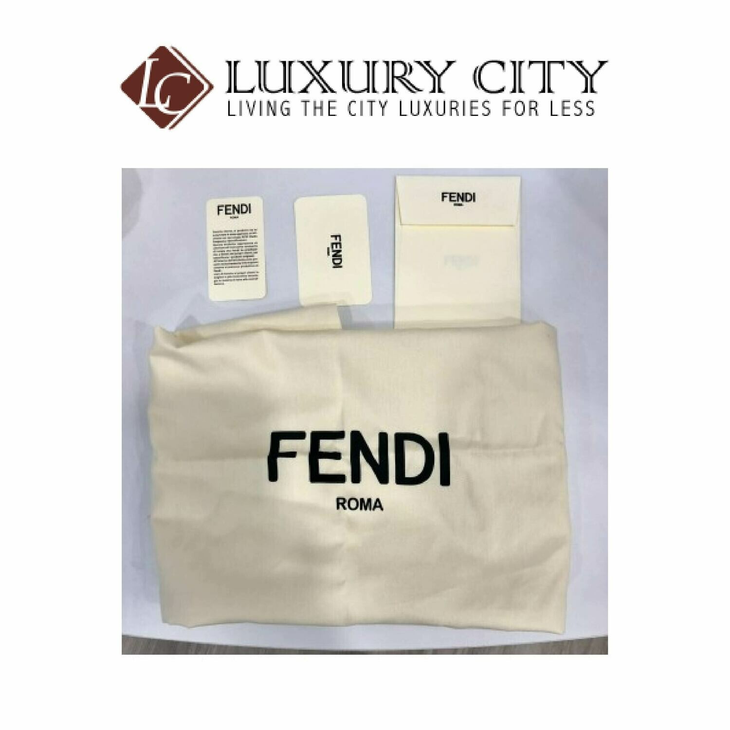 [Luxury City] Fendi Tobacco/Blue Pequin- Striped Roll Tote Blue Fendi- 8BH185