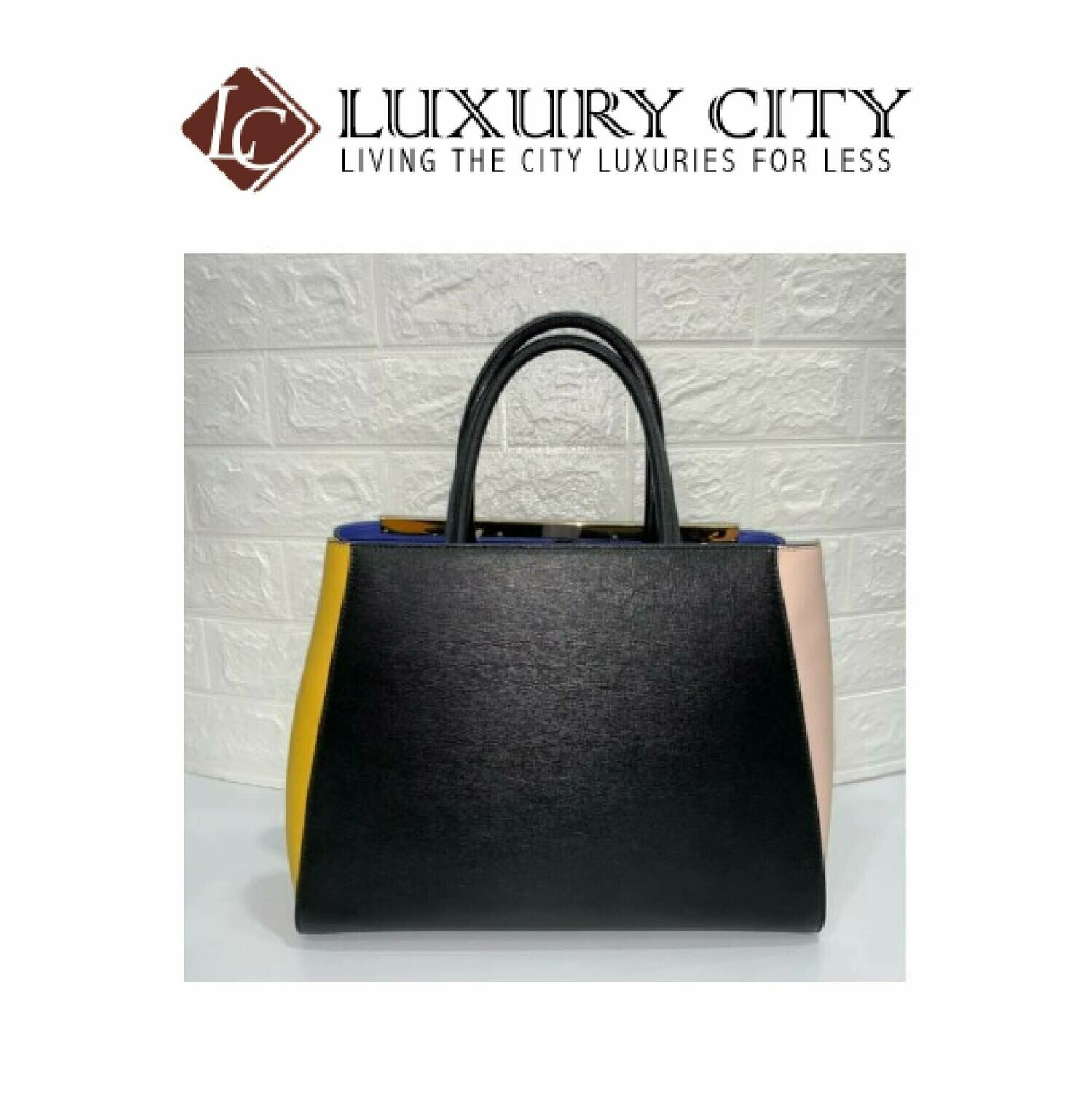 [Luxury City] Fendi Amarena Vitello Leather Medium 2Jours Elite Tote Bag Black Fendi-8BH250