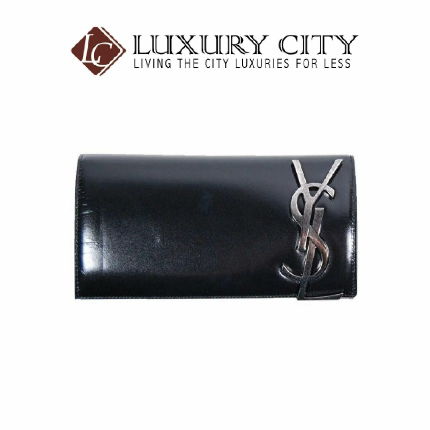 [Luxury City] Saint Laurent Clutch Bag Smoking Clutch YSL Logo Metal Plate Black YSL- 481787