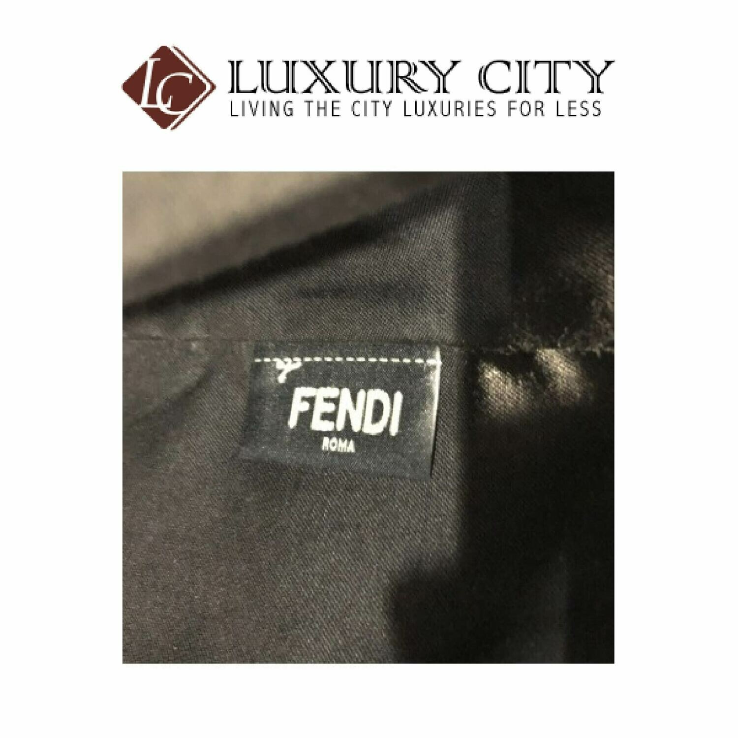 [Luxury City] Fendi Tobacco/Blue Pequin- Striped Roll Tote Blue Fendi- 8BH185