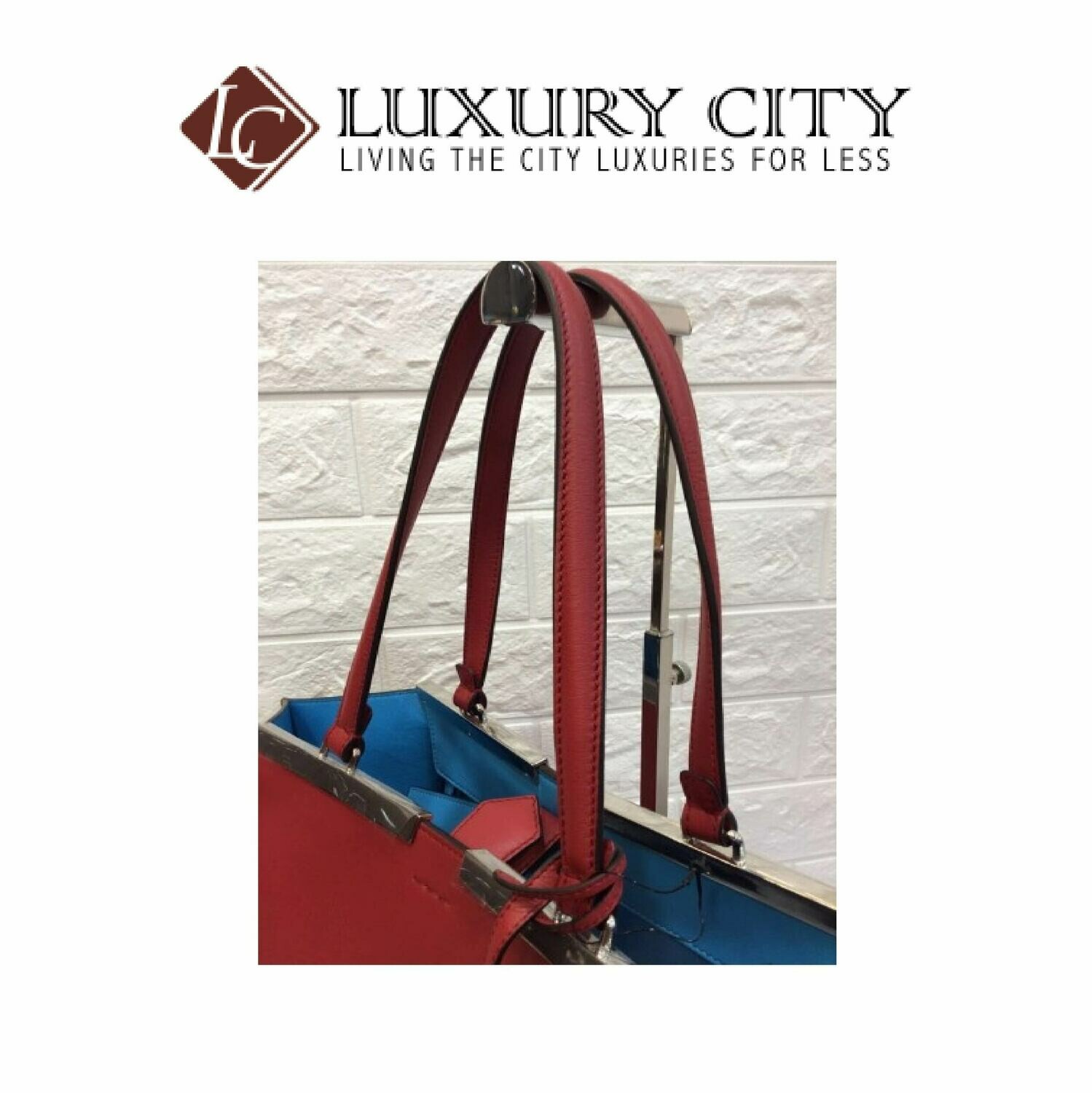 [Luxury City] Fendi Black/Plaster Leather Grande 3Jours Tote Bag 8BH280 - Red/Brown