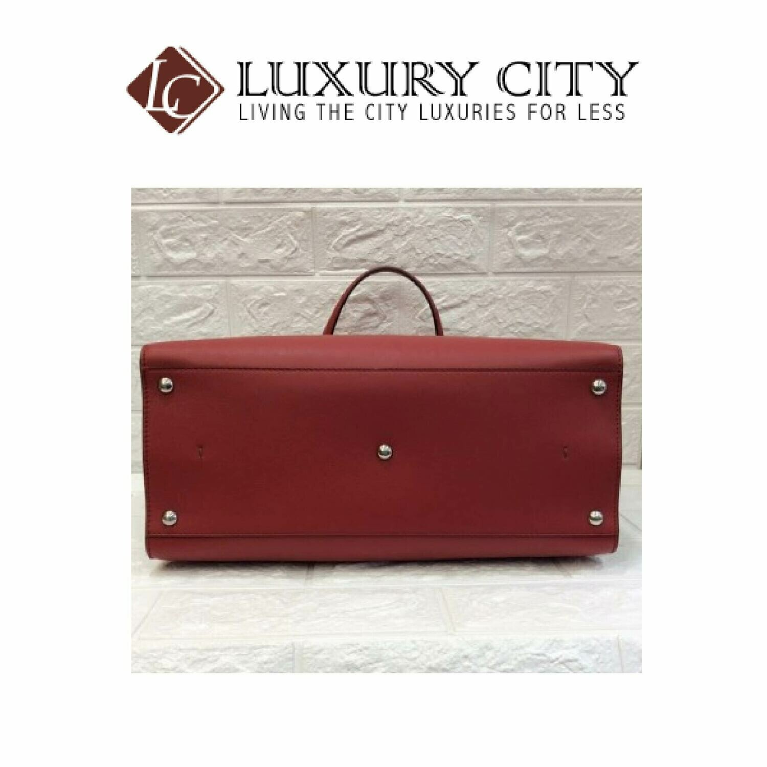 [Luxury City] Fendi Black/Plaster Leather Grande 3Jours Tote Bag 8BH280 - Red/Brown