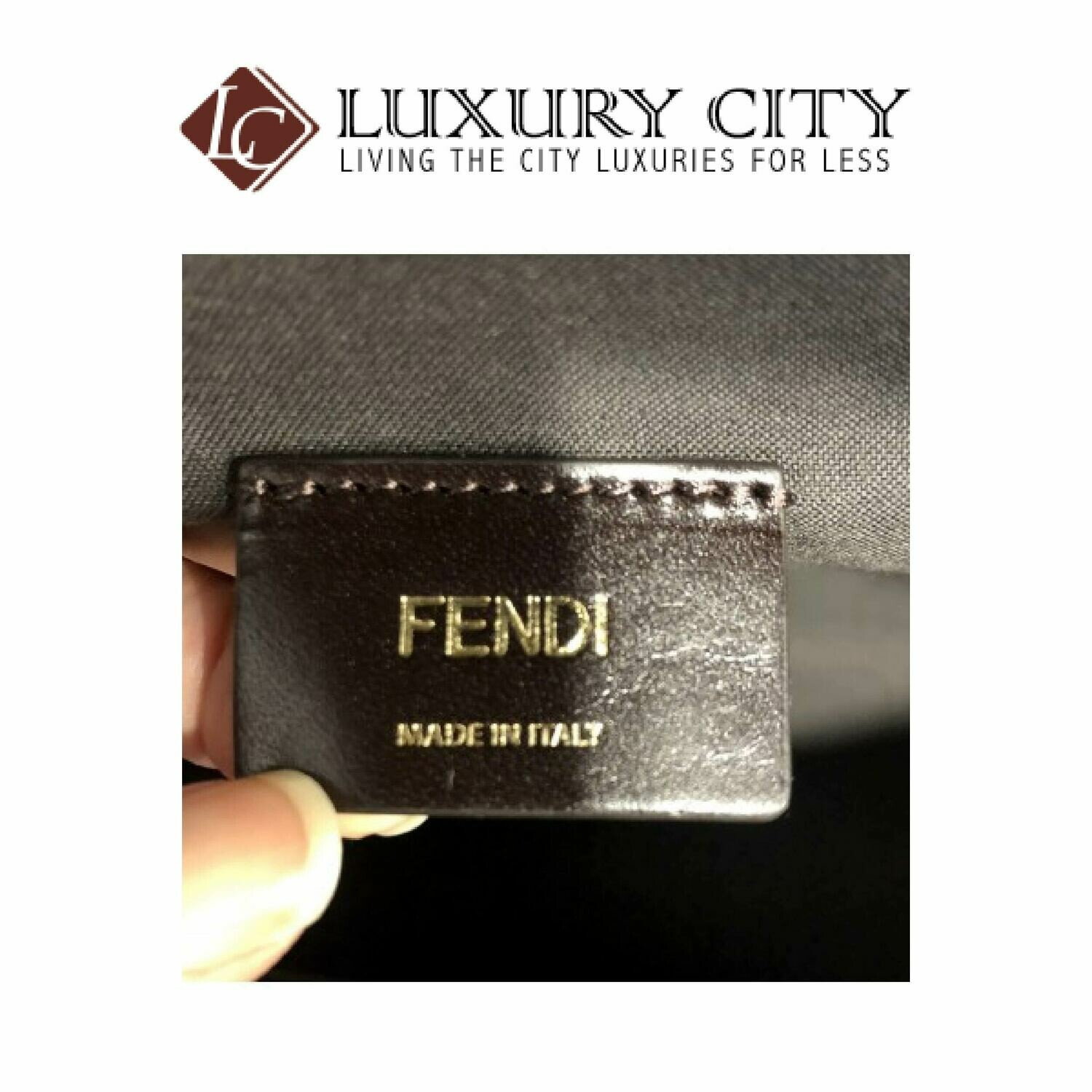 [Luxury City] Fendi Tobacco/Blue Pequin- Striped Roll Tote Blue Fendi- 8BH185