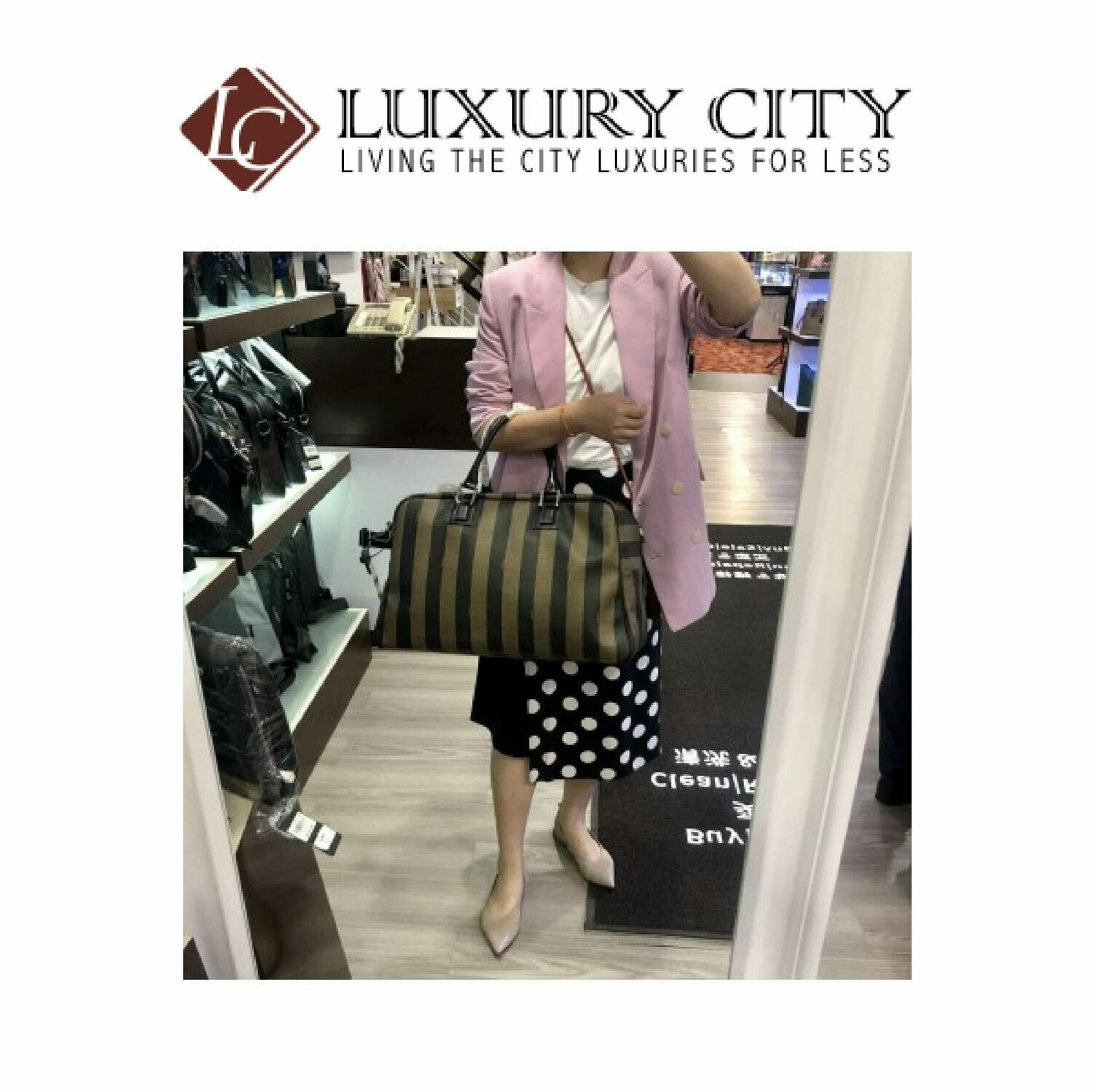 [Luxury City] Fendi Women Striped Duffle Bag