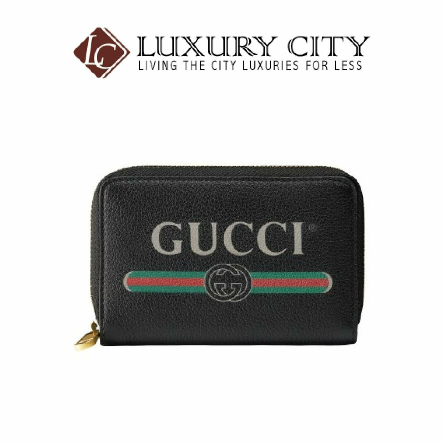 [Luxury City] Gucci Print Leather Card Case Black Gucci- 496319