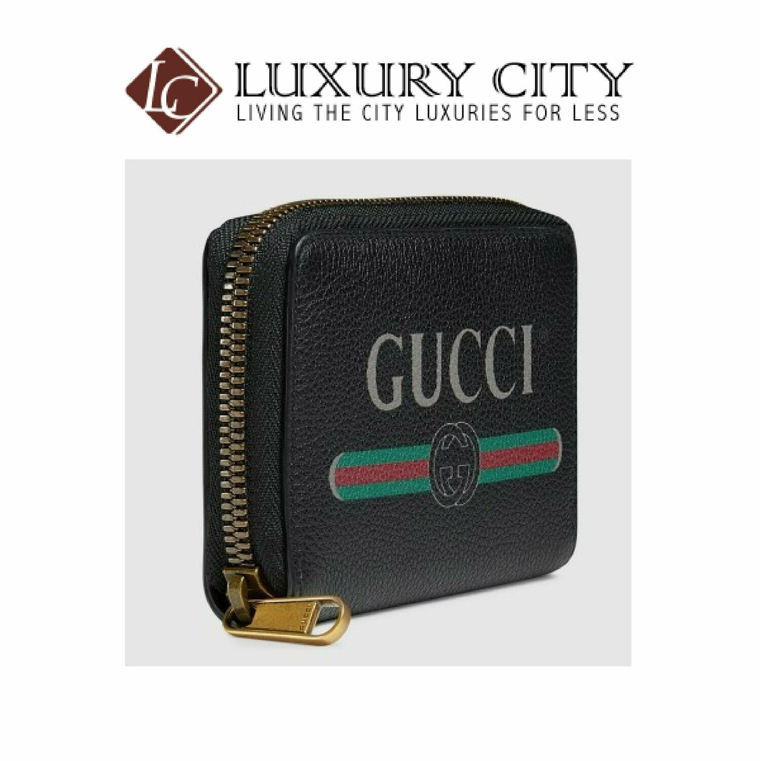 [Luxury City] Gucci Print Leather Card Case Black Gucci- 496319