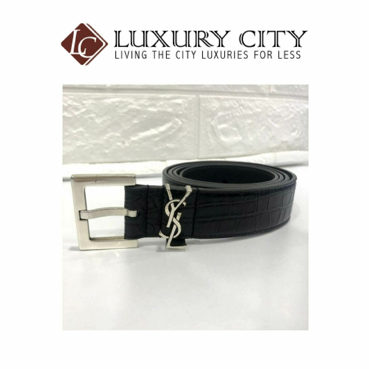 [Luxury City] Saint Laurent Monogram Belt In Grained Leather YSL-554773