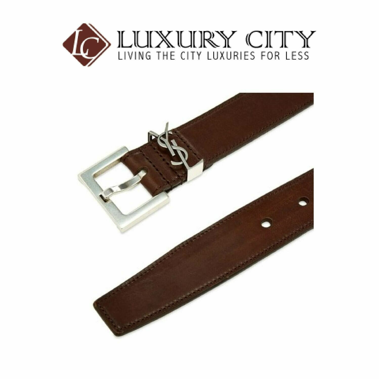[Luxury City] Saint Laurent YSL Leather Belt Brown YSL-554773