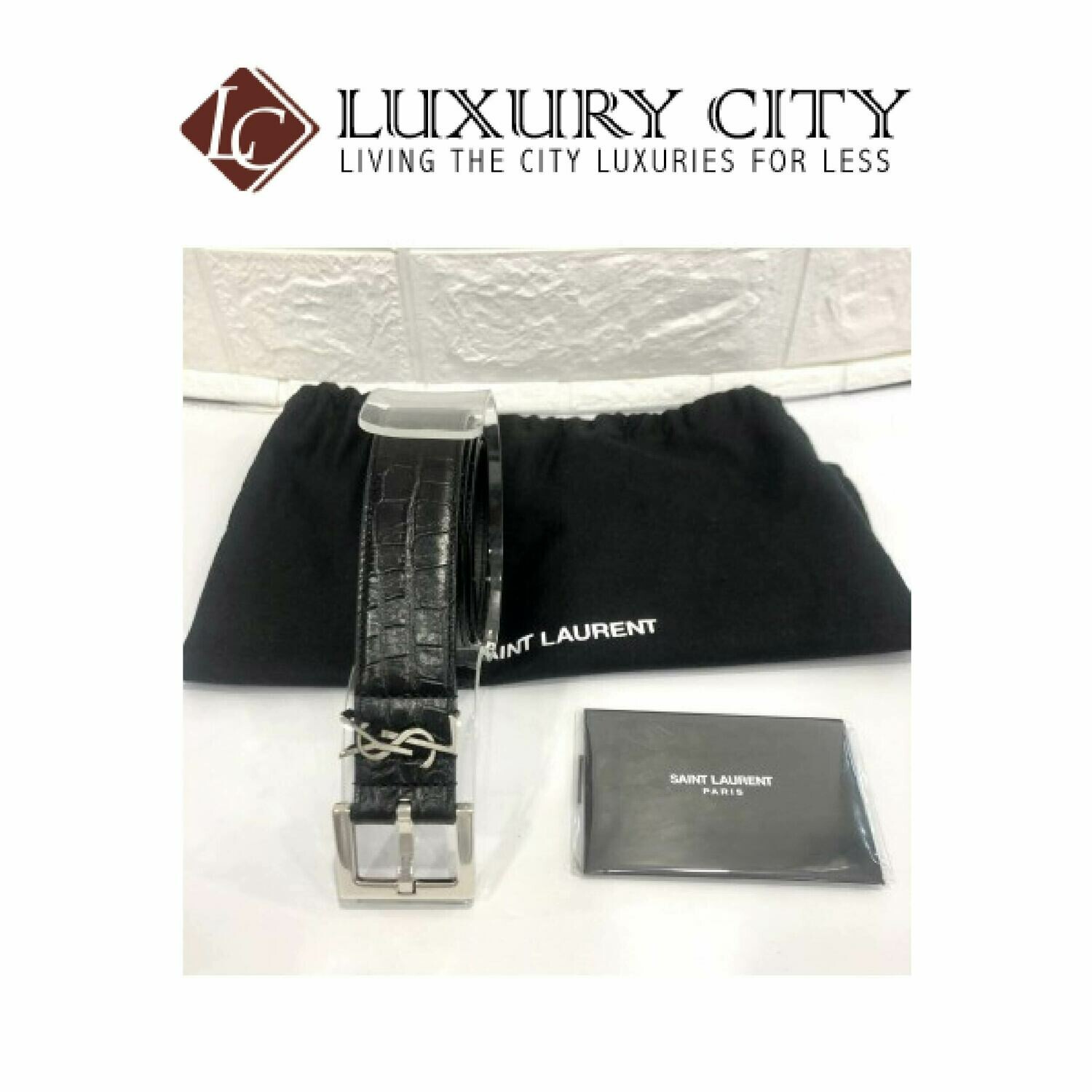 [Luxury City] Saint Laurent Monogram Belt In Grained Leather YSL-554773