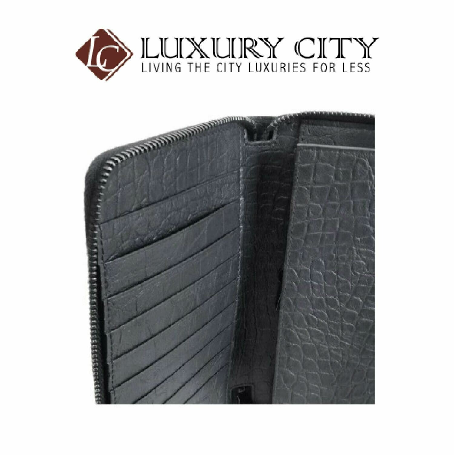 [Luxury City] Saint Laurent Monogram Zip Wallet In Crocodile Embossed Leather YSL-529899