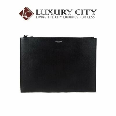 [Luxury City] Saint Laurent Zipped Tablet Holder In Grain De Pourde Embossed Leather Black YSL-397294