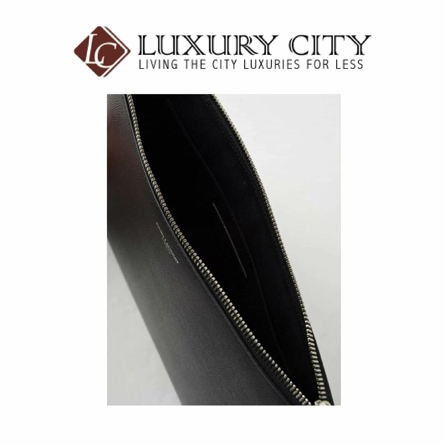 [Luxury City] Saint Laurent Zipped Tablet Holder In Grain De Pourde Embossed Leather Black YSL-397294