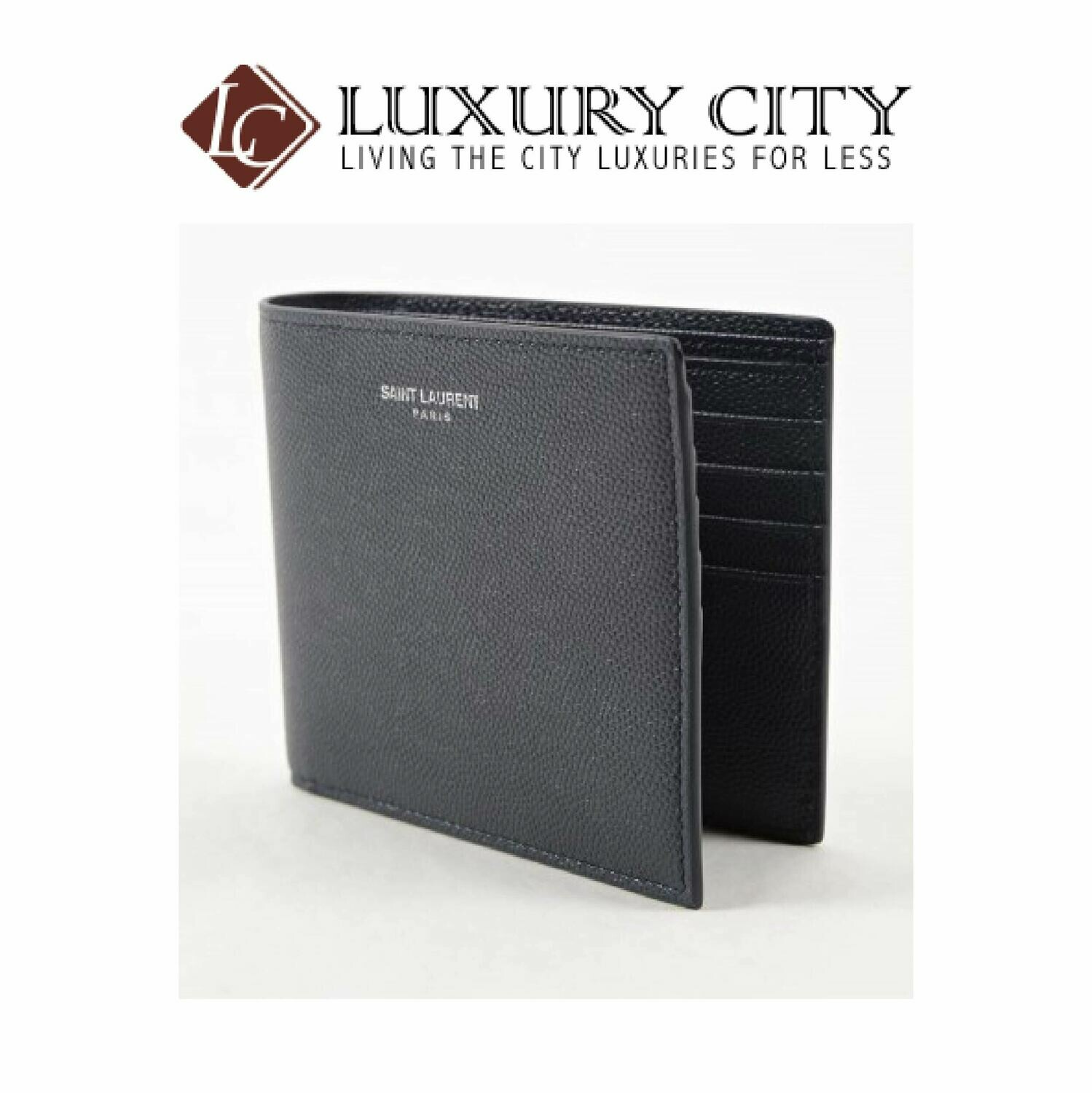 [Luxury City] Saint Laurent East/West Wallet In Grain De Poudre Embossed Leather Black YSL-396307