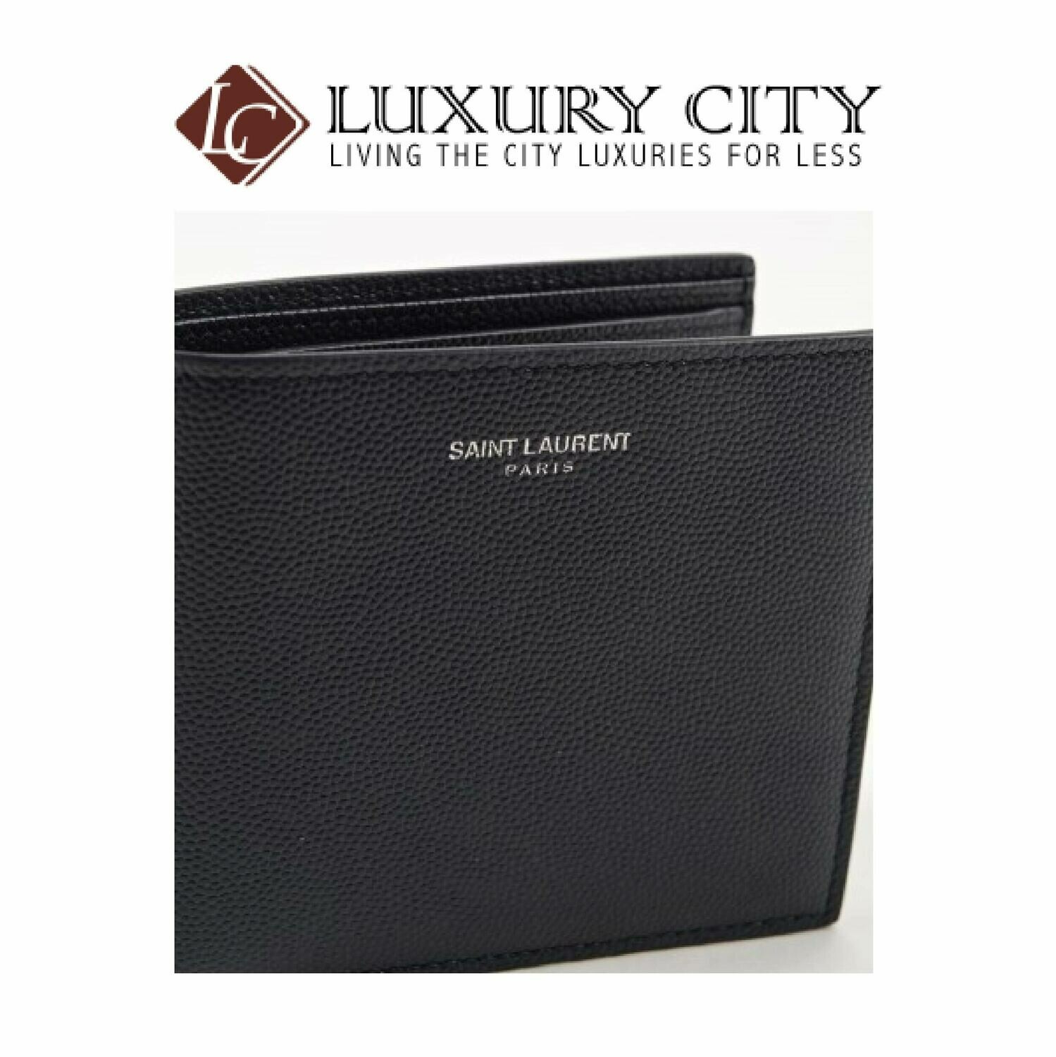 [Luxury City] Saint Laurent East/West Wallet In Grain De Poudre Embossed Leather Black YSL-396307