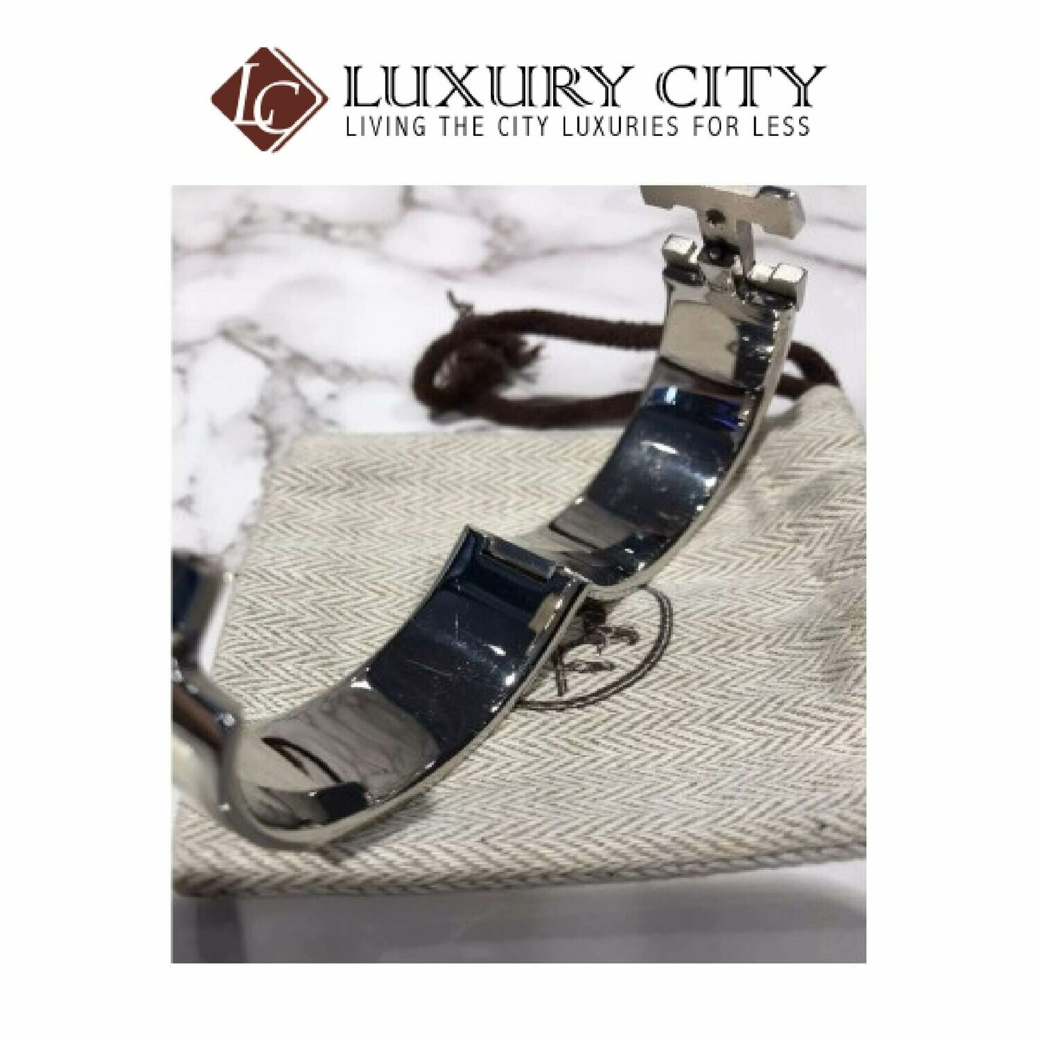 [Luxury City] Preloved Authentic Hermes White Chic Clac H Bracelet