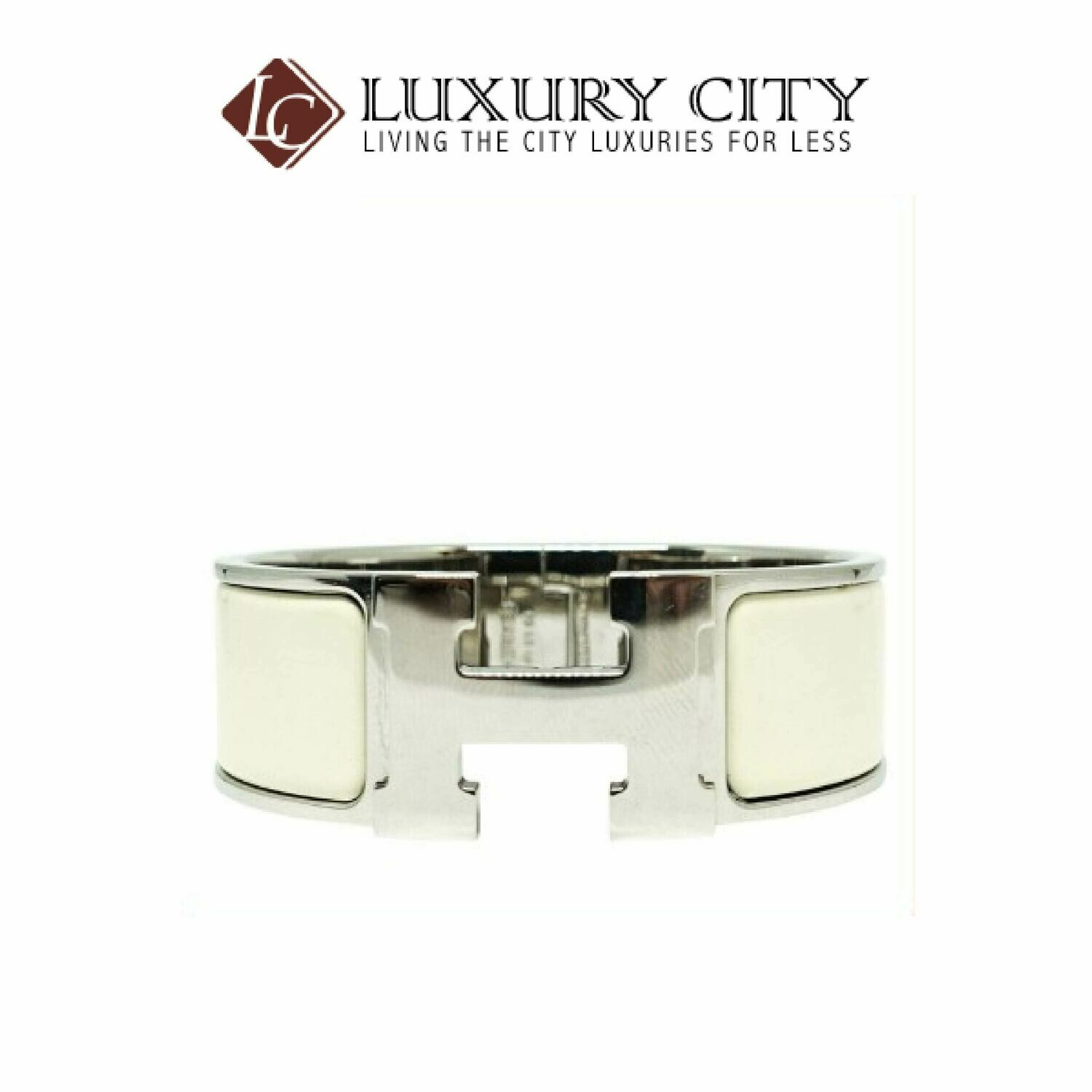 [Luxury City] Preloved Authentic Hermes White Chic Clac H Bracelet
