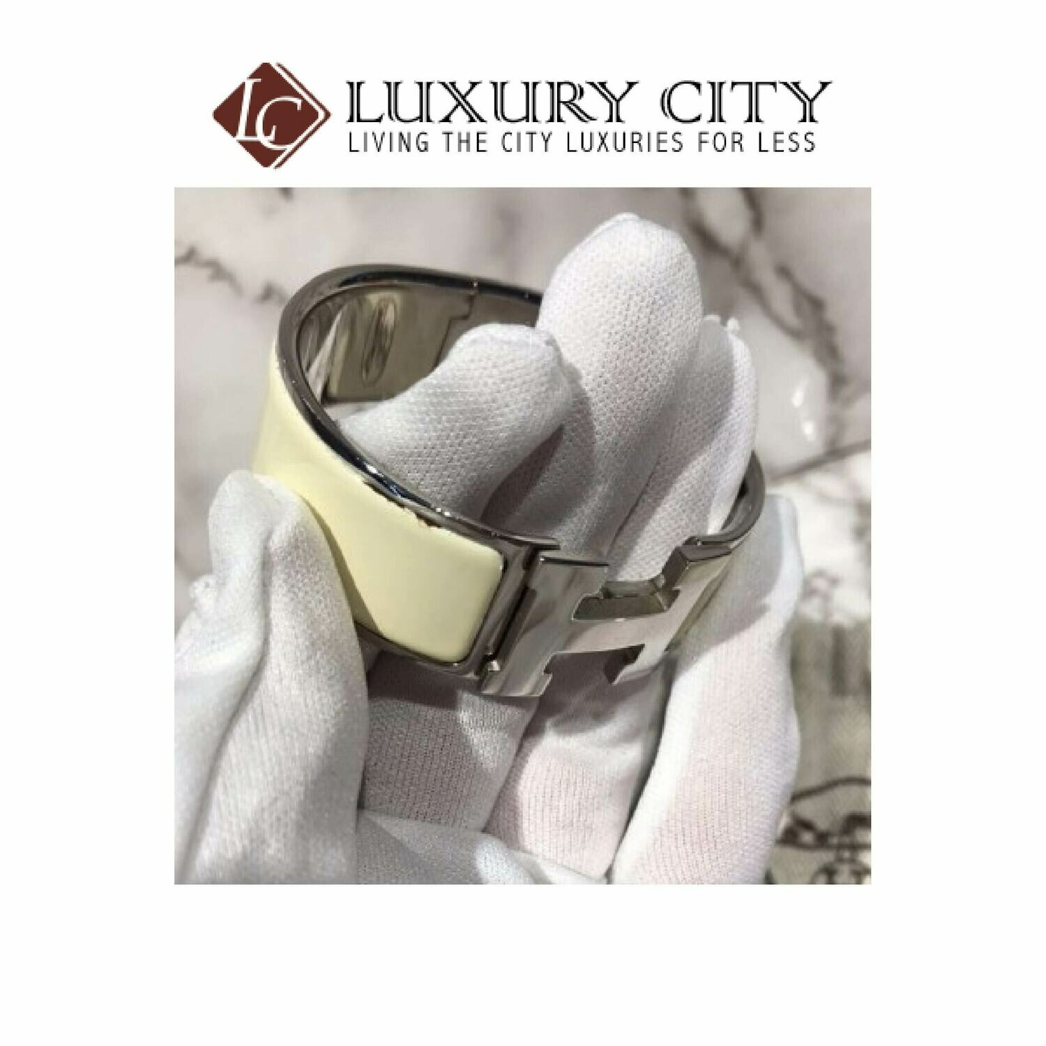 [Luxury City] Preloved Authentic Hermes White Chic Clac H Bracelet
