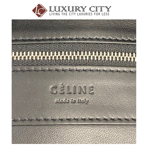 [Luxury City] Preloved Celine Black Leather Vertical Gusset Zip Cabas Tote Bag (Black)