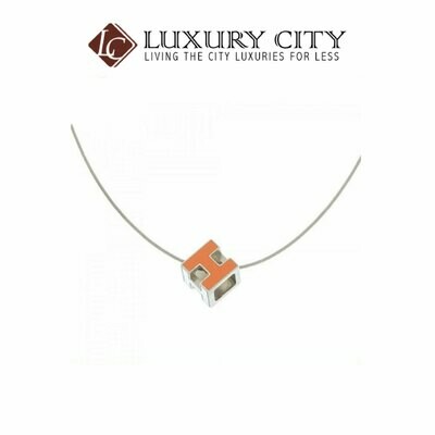 [Luxury City] Preloved Authentic Hermes Orange Enamel Cage D&#39;H Pendant Necklace