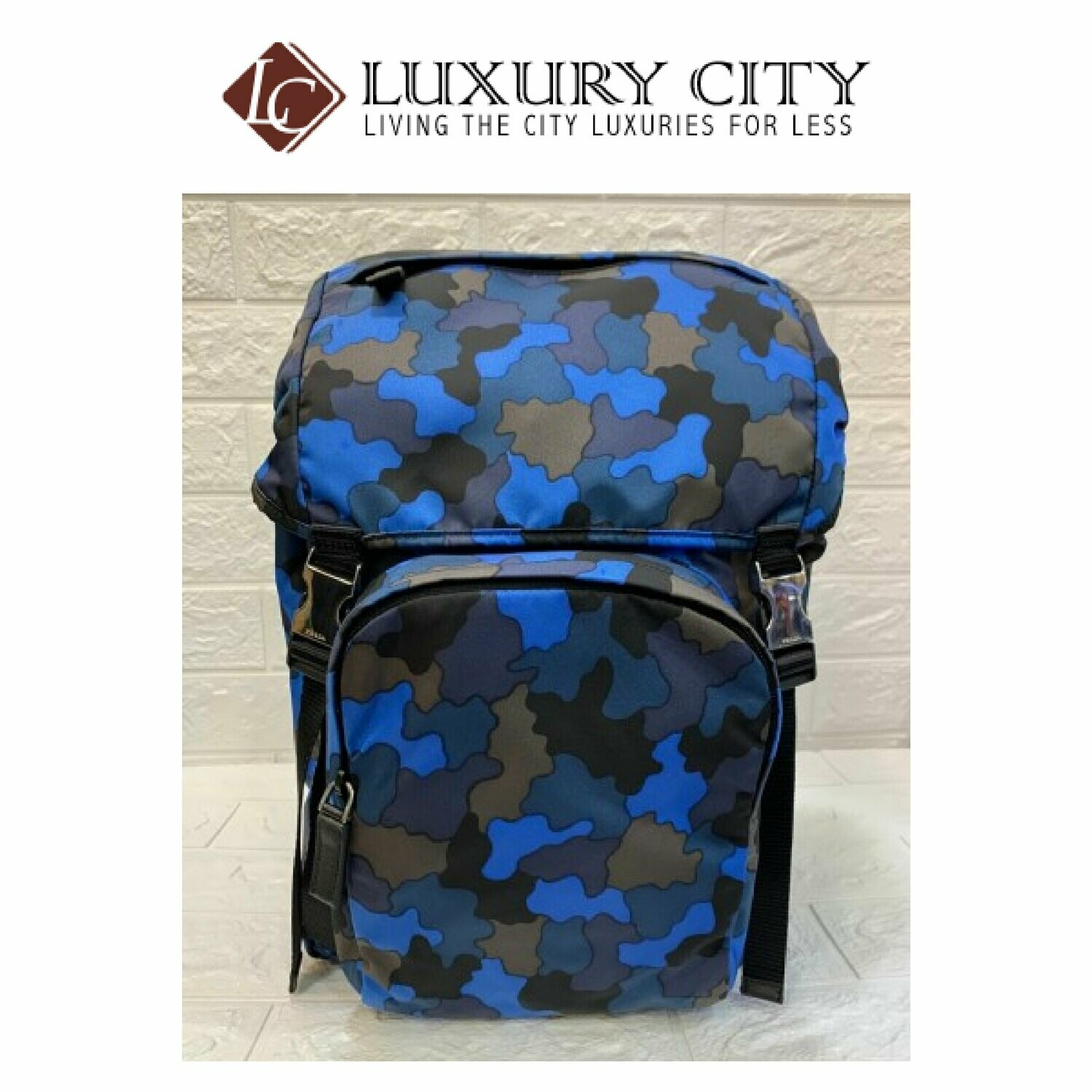 [Luxury City] Preloved Authentic Prada Camouflage Backpack Men Blue