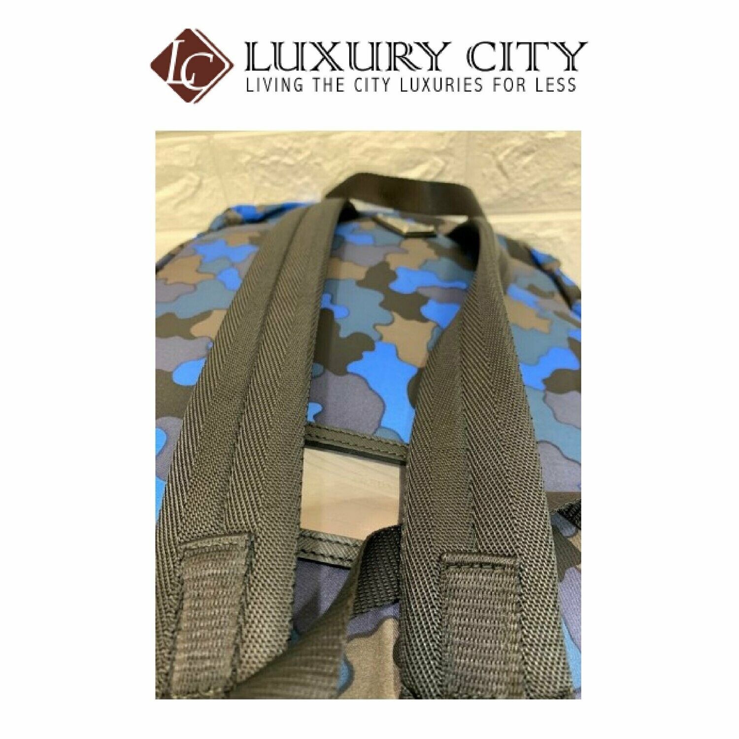 [Luxury City] Preloved Authentic Prada Camouflage Backpack Men Blue