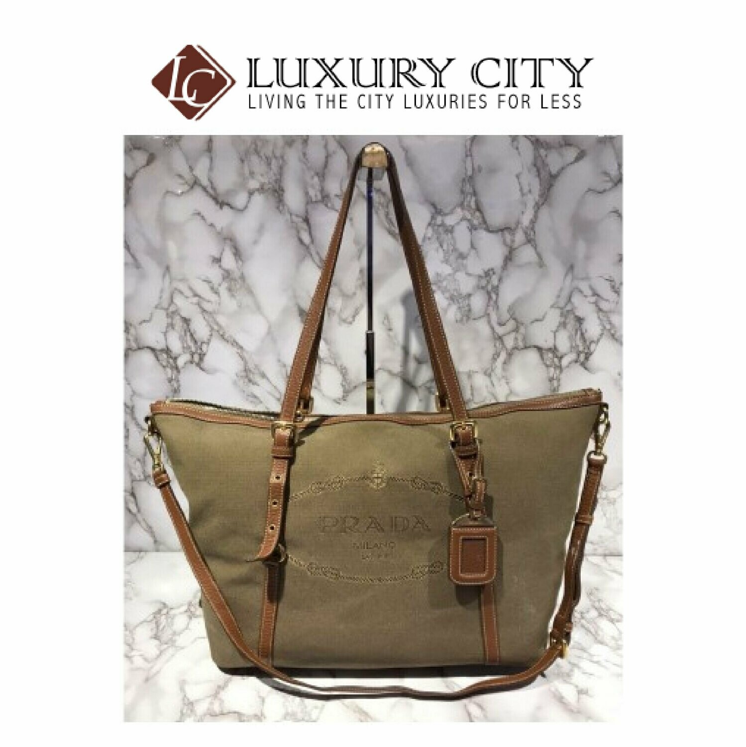 [Luxury City] Preloved Authentic Prada Fabric Handbag