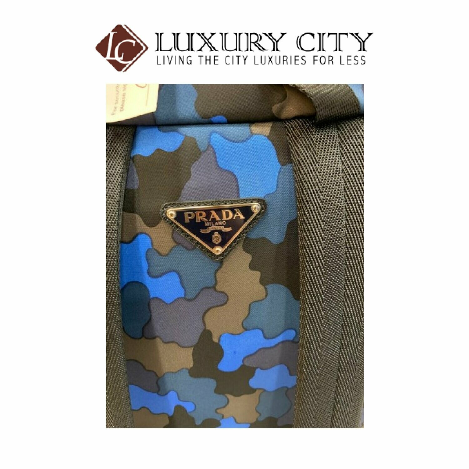 [Luxury City] Preloved Authentic Prada Camouflage Backpack Men Blue