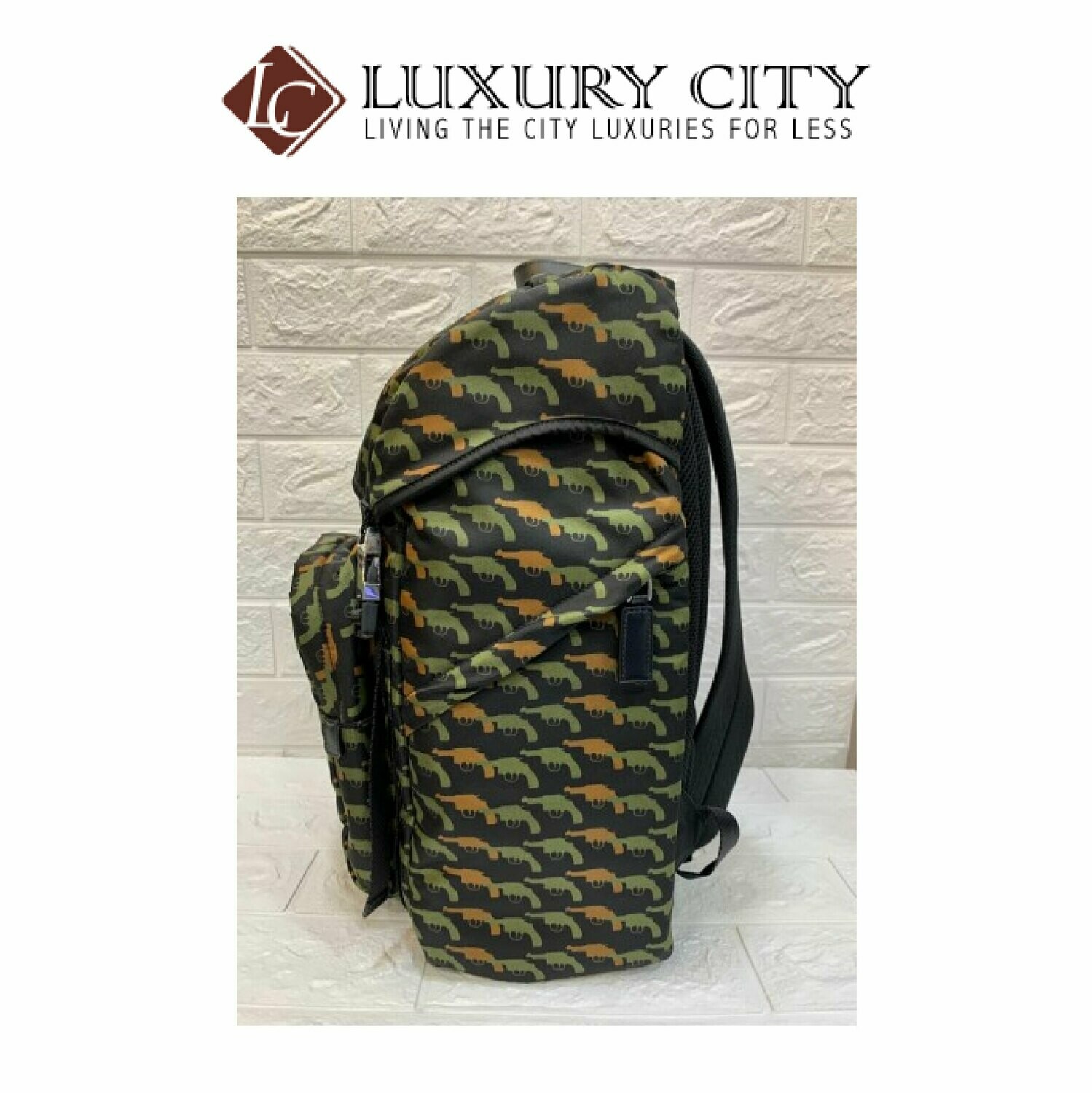 [Luxury City] Preloved Authentic Prada Gun Print Nylon Backpack