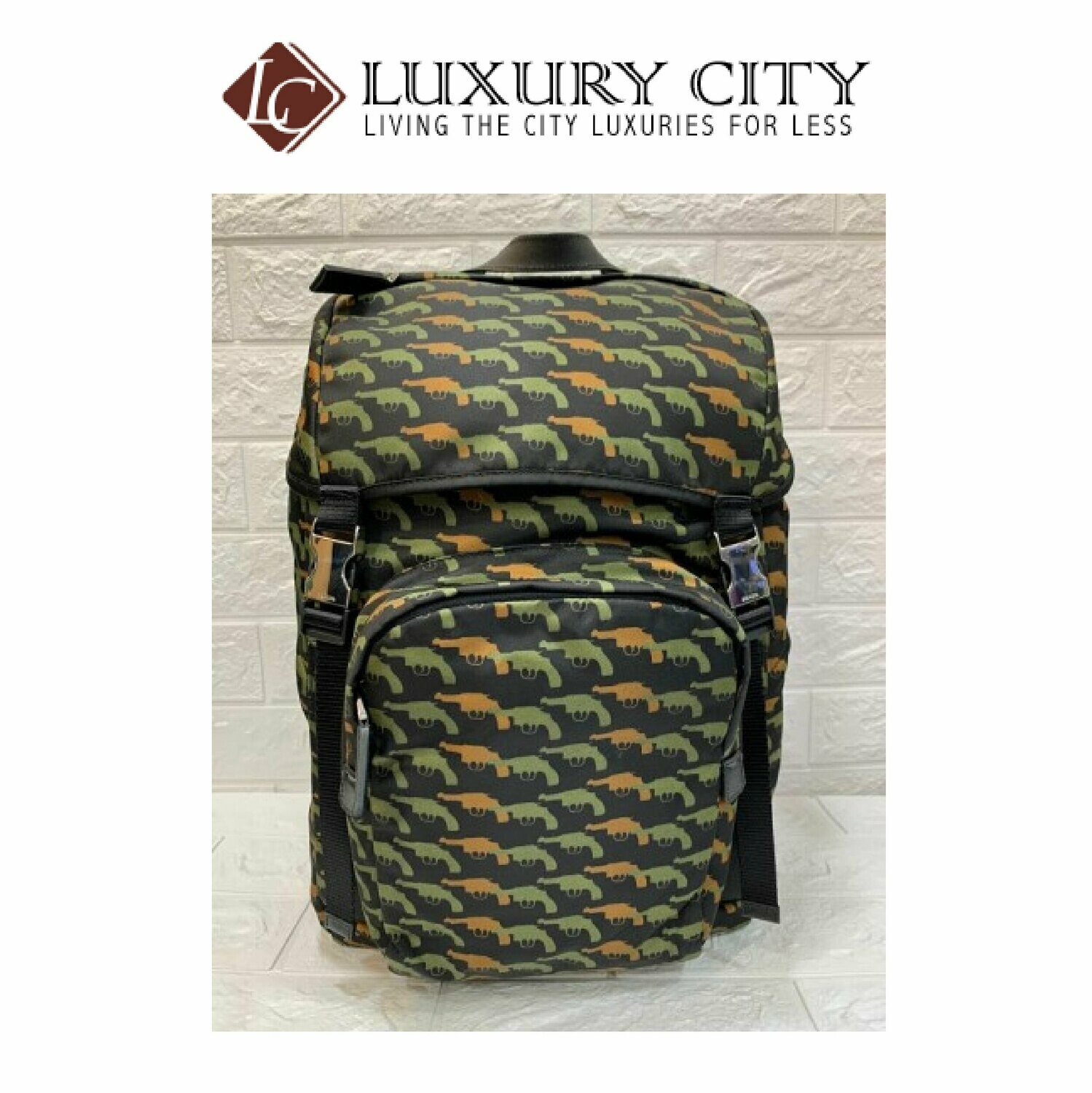 [Luxury City] Preloved Authentic Prada Gun Print Nylon Backpack