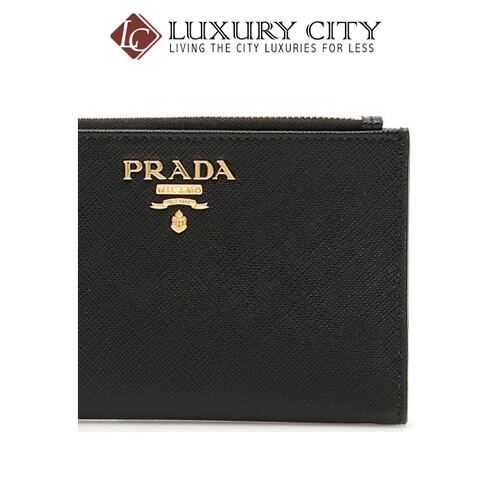 [Luxury City] Prada Calfskin Street Style Plain Folding Wallets Black Prada-1ML037