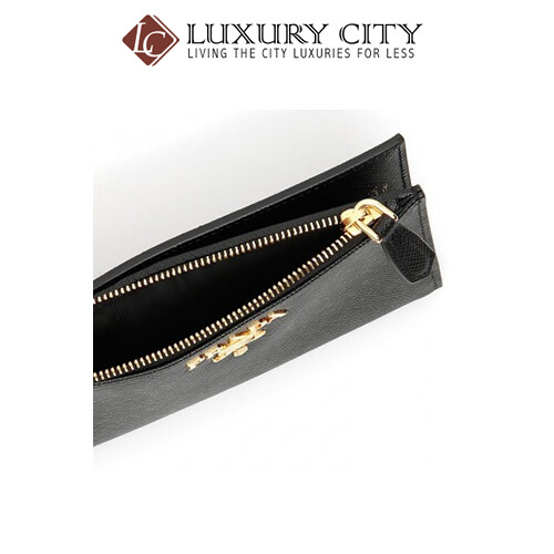 [Luxury City] Prada Calfskin Street Style Plain Folding Wallets Black Prada-1ML037