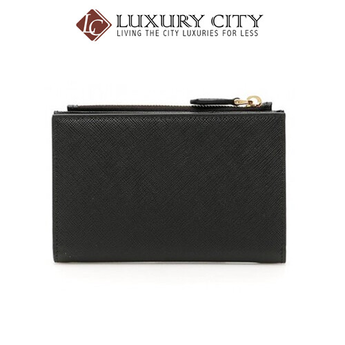 [Luxury City] Prada Calfskin Street Style Plain Folding Wallets Black Prada-1ML037