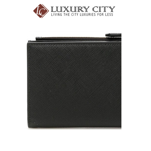 [Luxury City] Prada Calfskin Street Style Plain Folding Wallets Black Prada-1ML037
