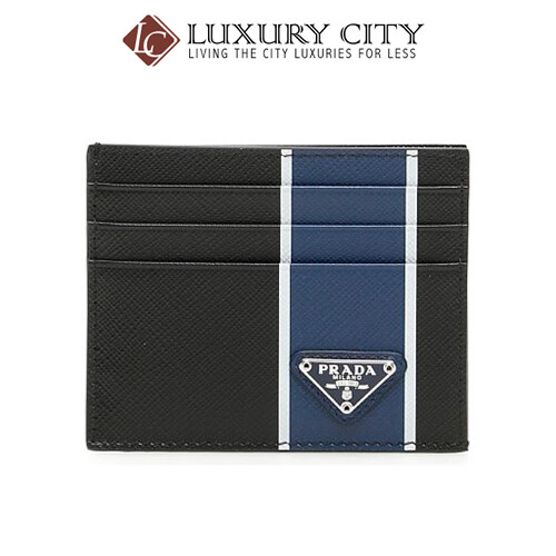 [Luxury City] Prada Saffiano Leather Card Holder Blue Prada-2MC223