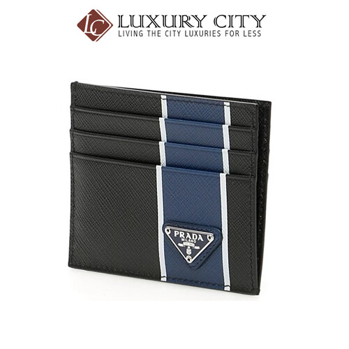 [Luxury City] Prada Saffiano Leather Card Holder Blue Prada-2MC223