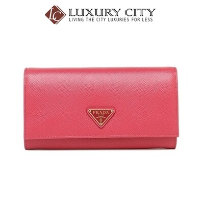 [Luxury City] Prada Saffiano Leather Long Fold Wallet Light Pink Prada-1MH132