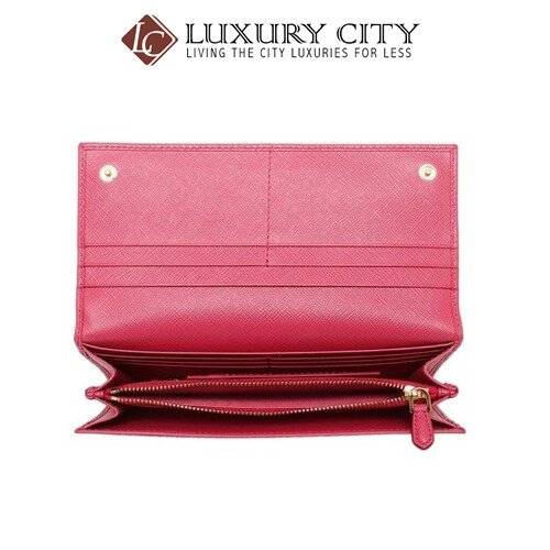 [Luxury City] Prada Saffiano Leather Long Fold Wallet Light Pink Prada-1MH132