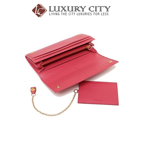 [Luxury City] Prada Saffiano Leather Long Fold Wallet Light Pink Prada-1MH132