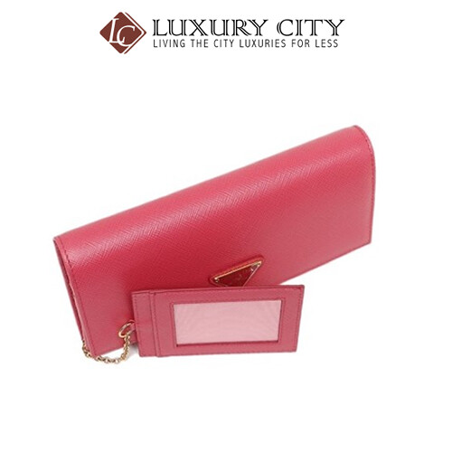 [Luxury City] Prada Saffiano Leather Long Fold Wallet Light Pink Prada-1MH132