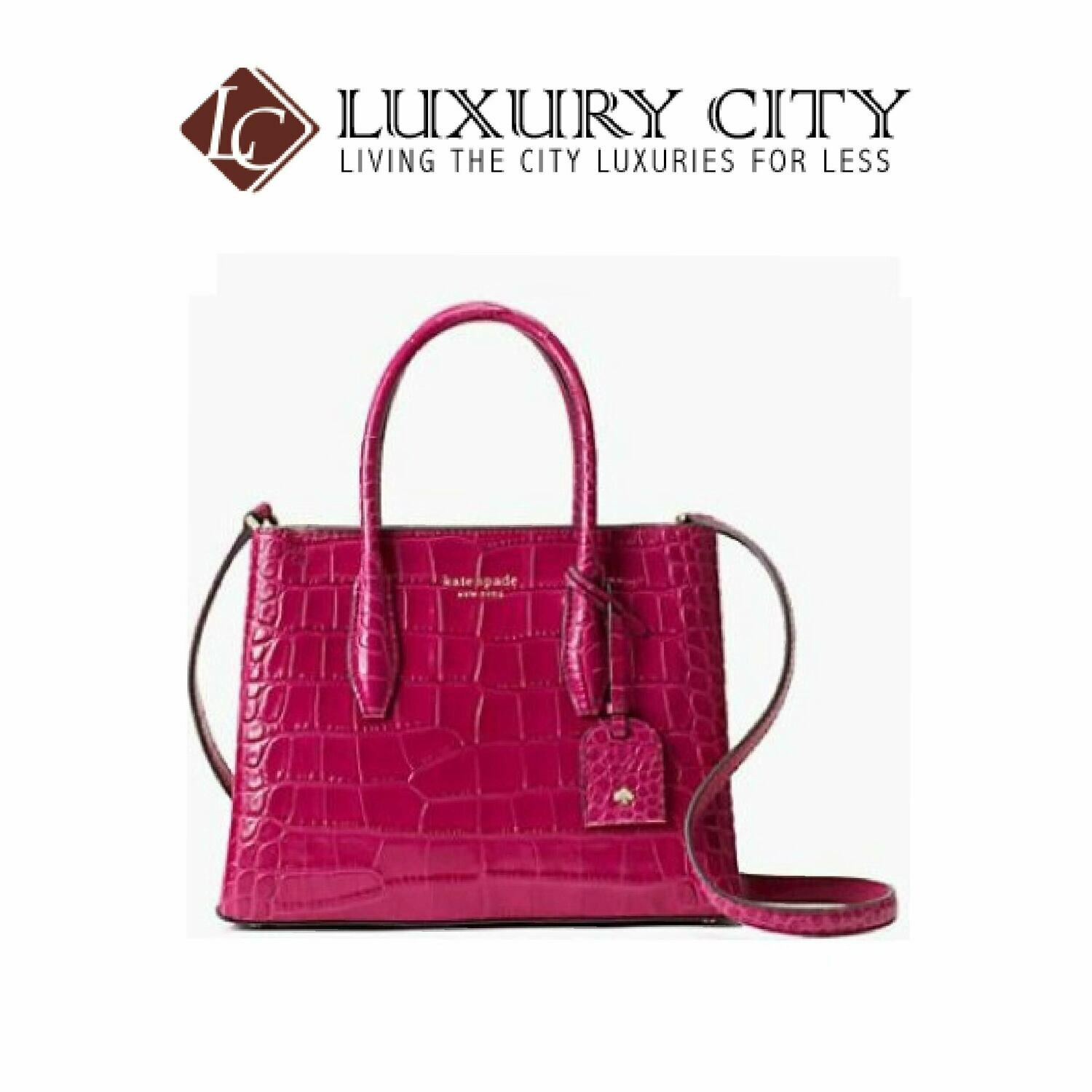 [Luxury City] Kade Spade Eva Croco Small Top Zip Satchel Pinkish-Red Katespade-WKRU6233