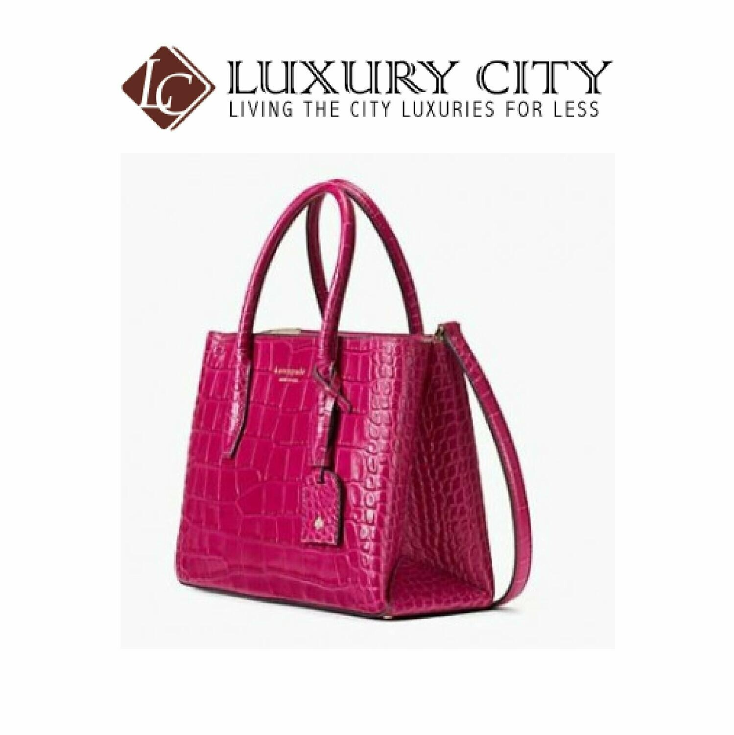 [Luxury City] Kade Spade Eva Croco Small Top Zip Satchel Pinkish-Red Katespade-WKRU6233