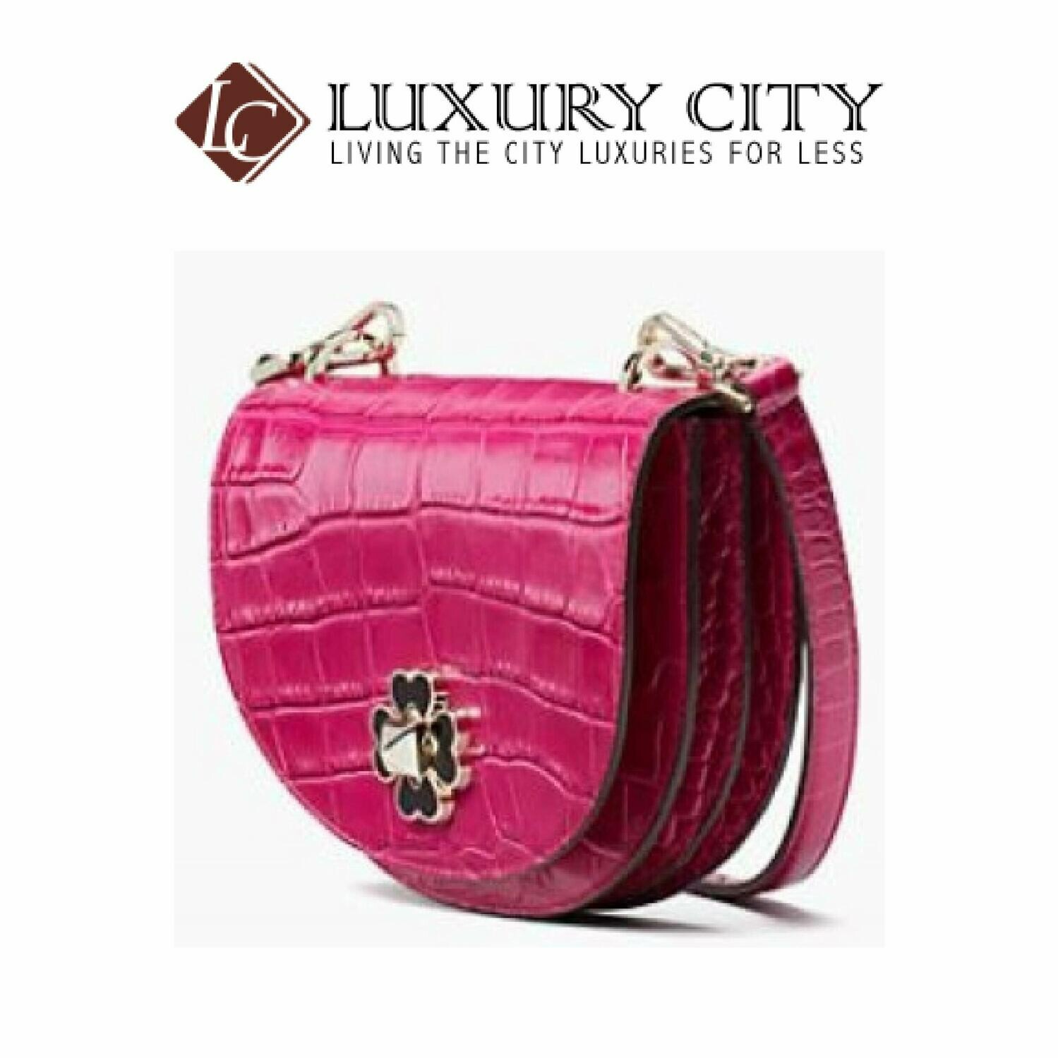 [Luxury City] Kade Spade Kaci Croco Flap Crossbody Pinkish-Red Katespade-WKRU6346