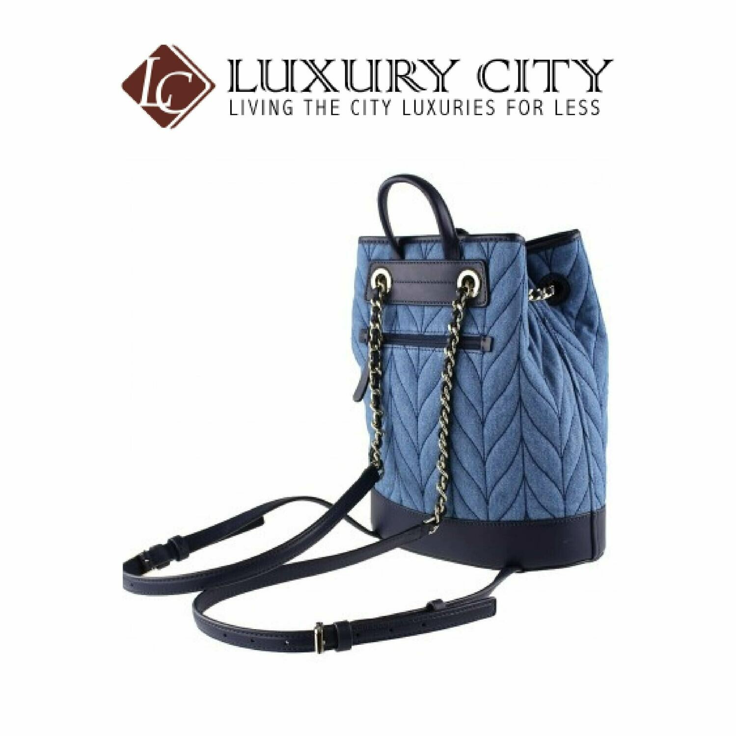 [Luxury City] Katespade New York Leather Briar Lane Quilted Denim Bucket Backpack Katespade-WKRU5828