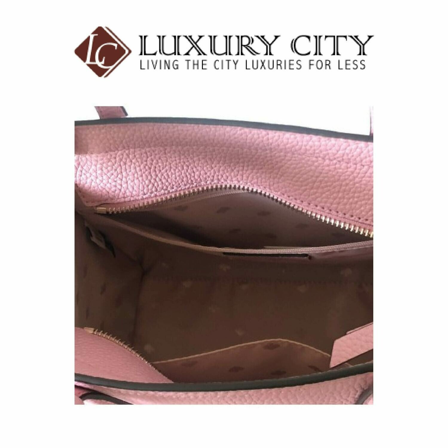 [Luxury City] Kate Spade Rowe Small Zipper Top Bag Shiny Pink Carnation Light Pink Katespade-WKRU6704