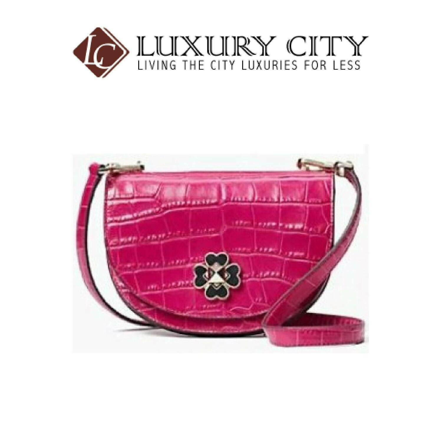 [Luxury City] Kade Spade Kaci Croco Flap Crossbody Pinkish-Red Katespade-WKRU6346