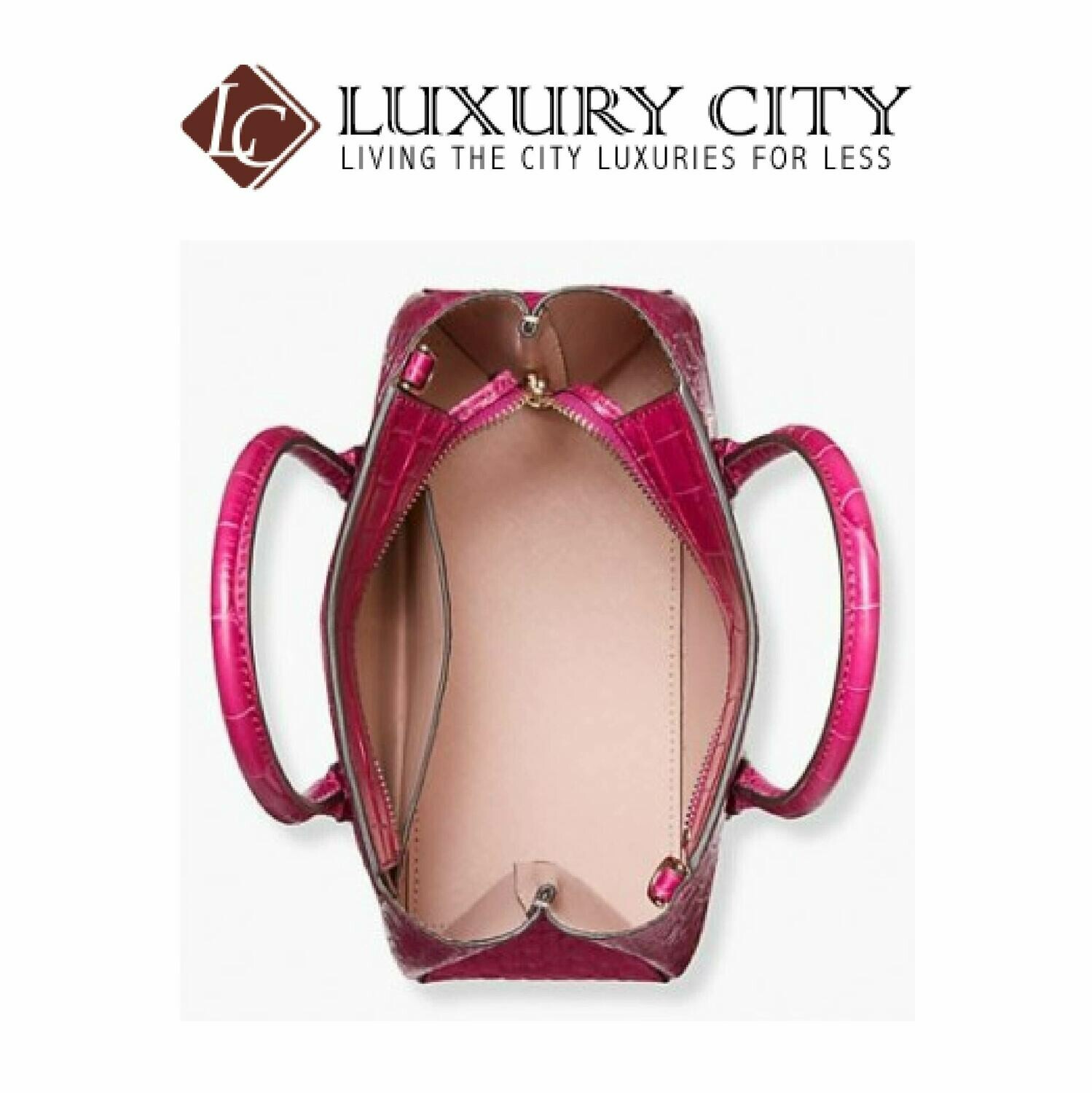 [Luxury City] Kade Spade Eva Croco Small Top Zip Satchel Pinkish-Red Katespade-WKRU6233