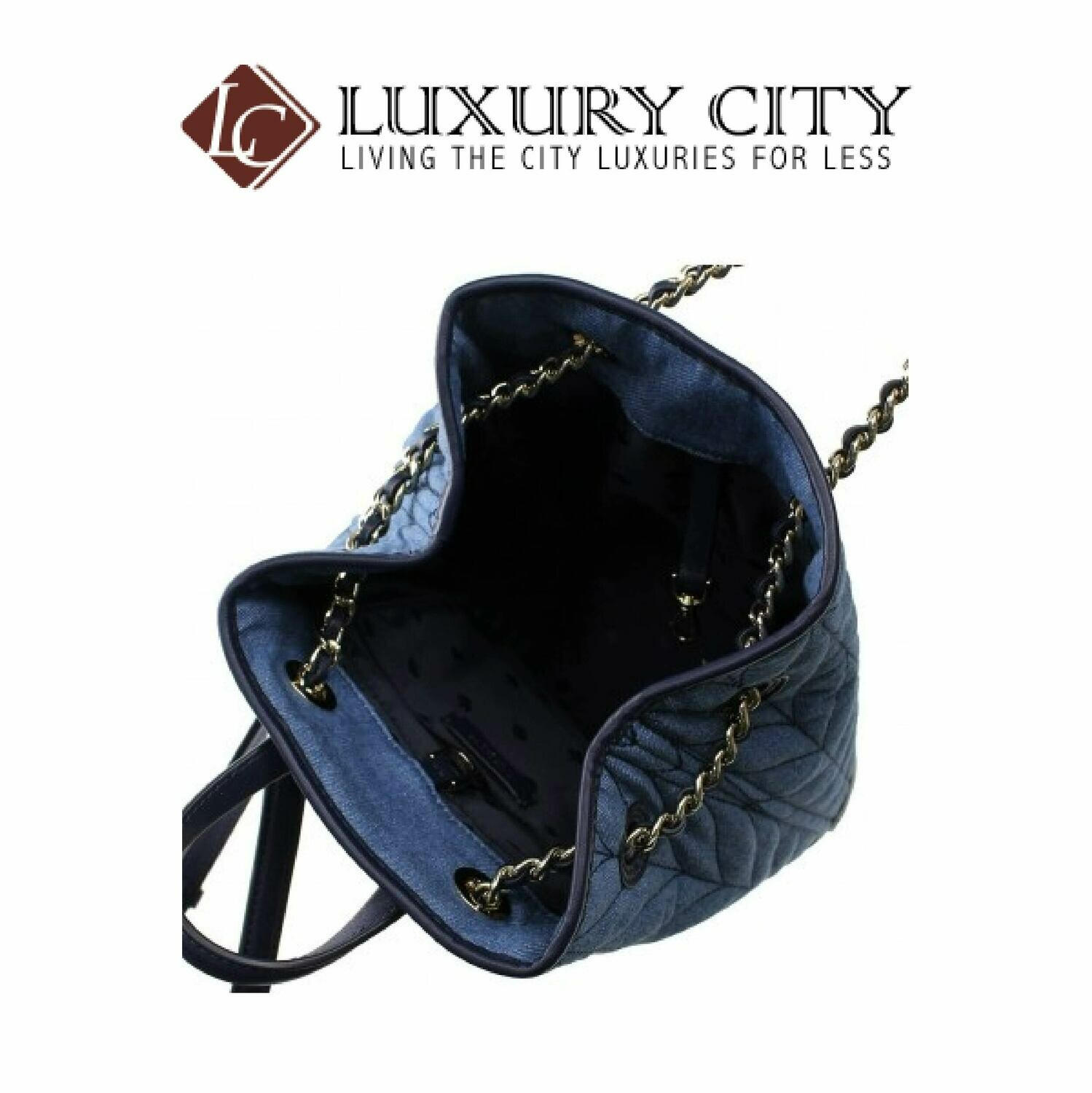 [Luxury City] Katespade New York Leather Briar Lane Quilted Denim Bucket Backpack Katespade-WKRU5828