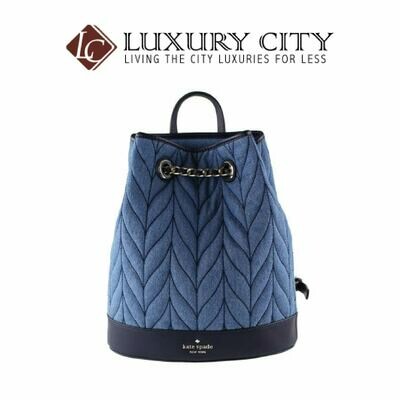 [Luxury City] Katespade New York Leather Briar Lane Quilted Denim Bucket Backpack Katespade-WKRU5828
